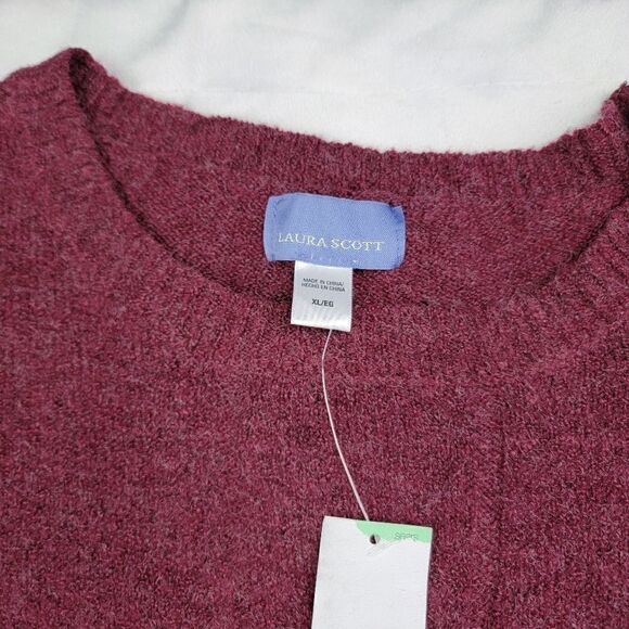 Laura Scott Burgundy Crew Neck sweater XL NWT - Picture 5 of 6